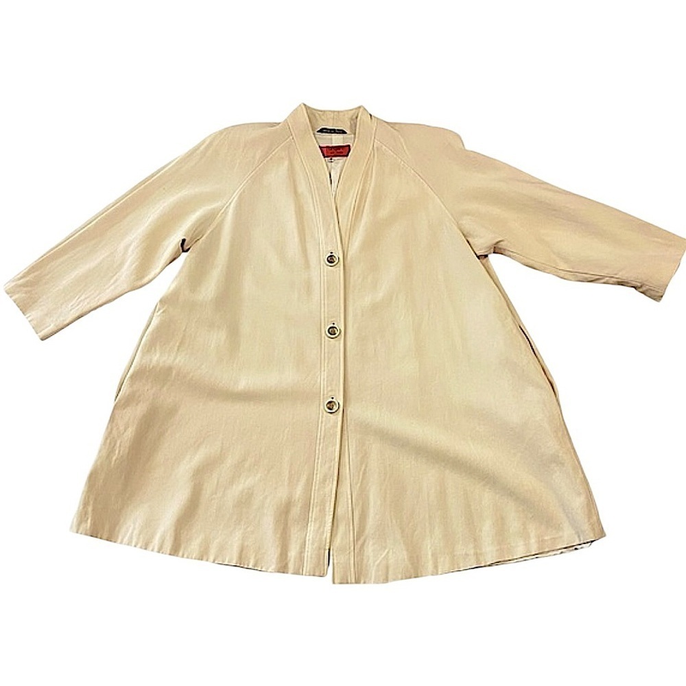 Ungaro Vintage Cream Trapeze Swing Coat Jacket Wool Designer Minimalist 42 or 6